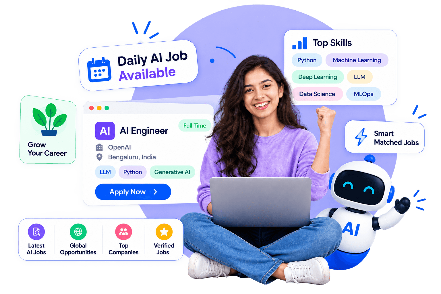 AI job seeker discovering matching AI roles, skills, and daily opportunities